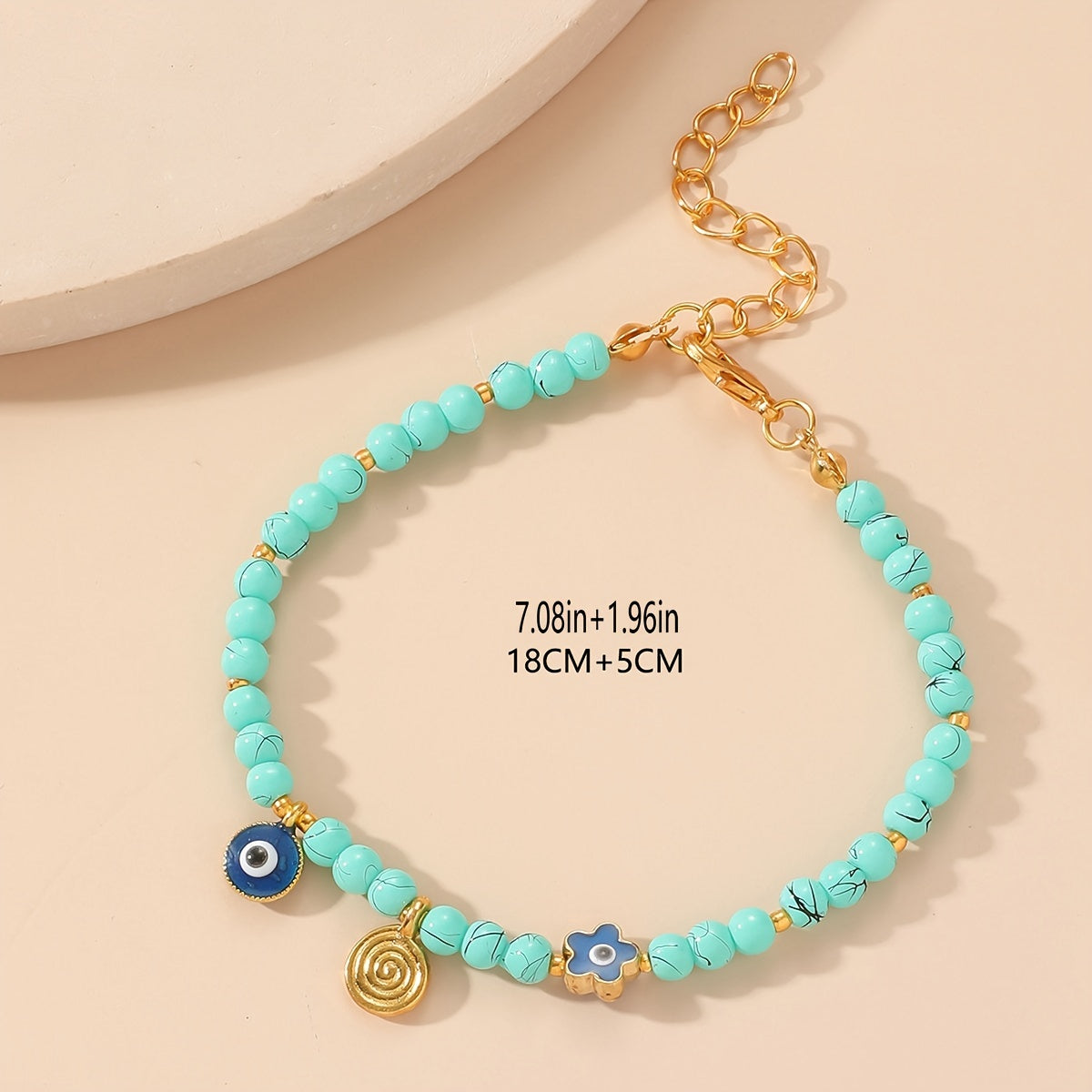 Devil's Eye Crystal Anklet Adjustable Turquoise Beach Jewelry