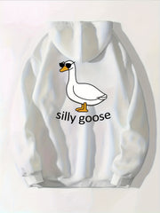 Silly Goose Print Zip Up Hoodie Long Sleeve Sweatshirt