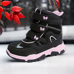Girls Snow Boots with Bowknot Decor - Outdoor Non-slip Winter Boots
