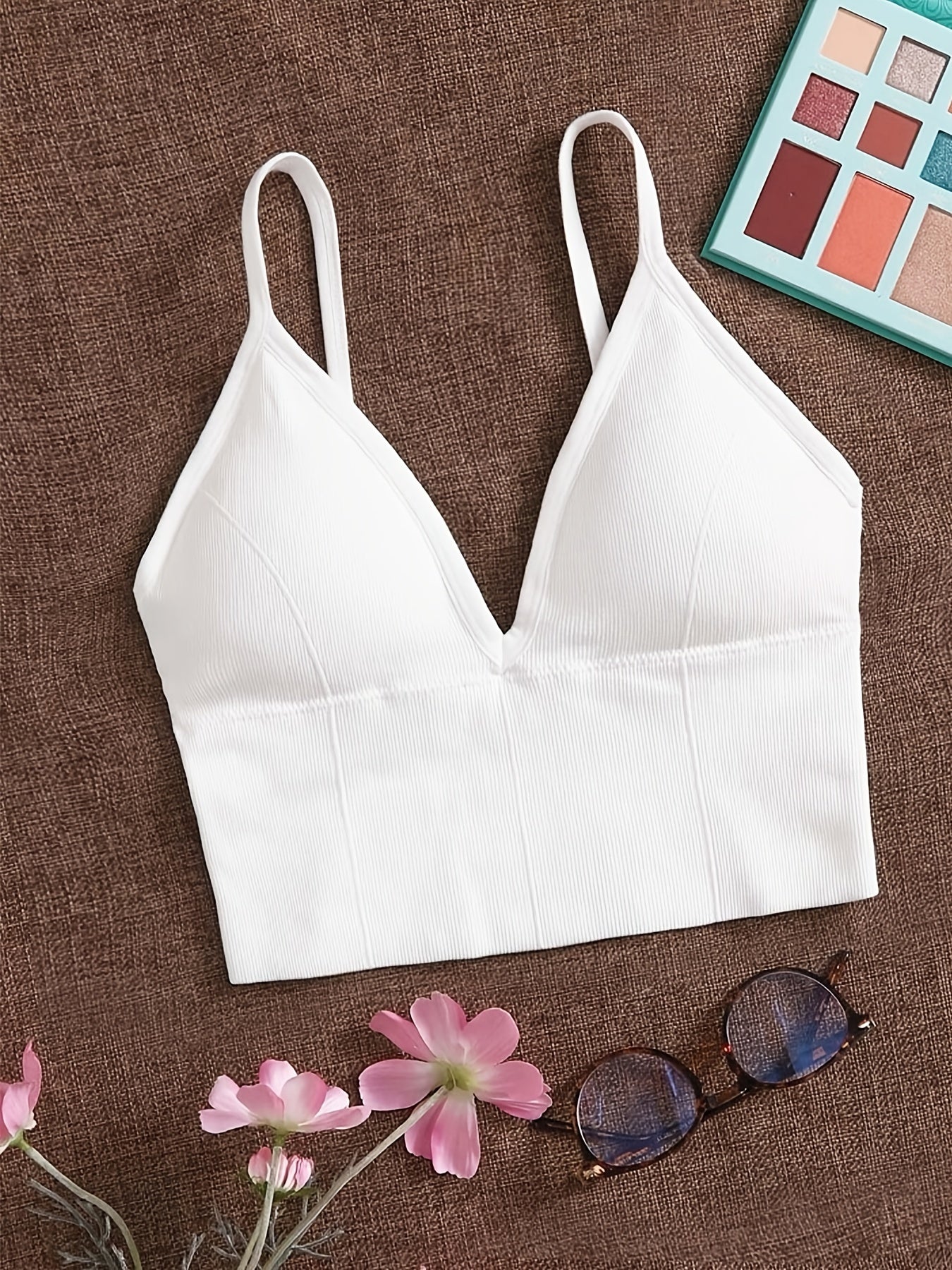 Backless Cami Crop Top Slim Fit V-Neck Sexy Lingerie