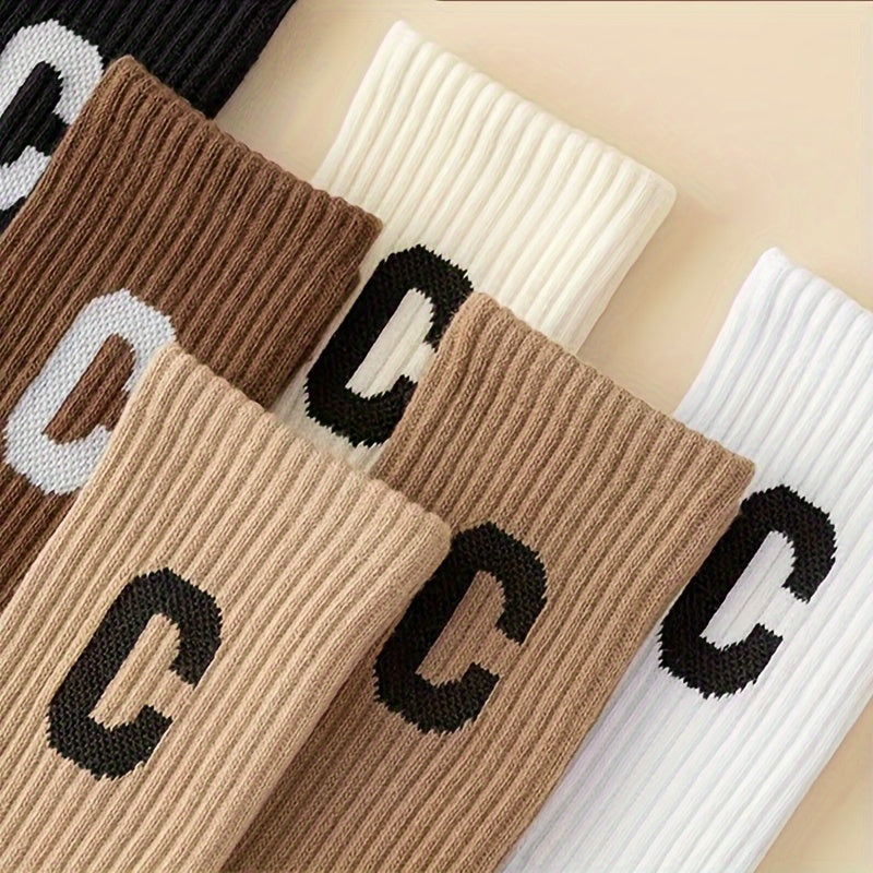 6 Pairs Letter Print Socks Women's Stockings