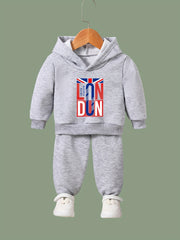 Girls Dn Pattern Hooded Sweatshirt & Sweatpants Set