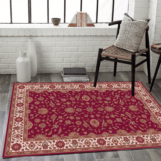 Vintage Floral Faux Wool Area Rug Non-slip Carpet for Living Room Bedroom