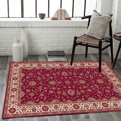 Vintage Floral Faux Wool Area Rug Non-slip Carpet for Living Room Bedroom