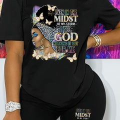 Butterfly Print Short Sleeve T-shirt & Shorts Set
