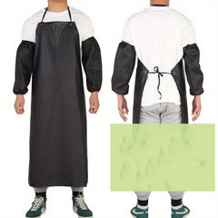 2pcs PVC Apron Kitchen Sleeve Waterproof And proof Thickened Apron Soft Leather