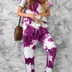 Women's Plus Size Tie Dye Top & Joggers Set