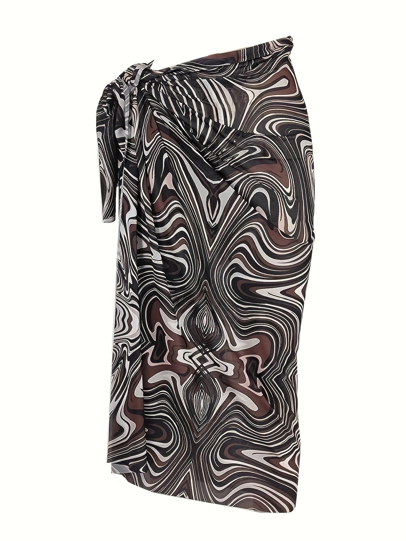 Floral Leaf Print Cover Up Semi Sheer Shawl