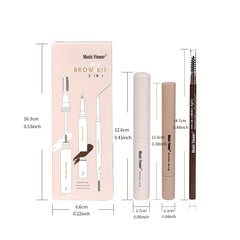 3-In-1 Brow Coloring Set: Gel, Pencil, Pomade - Brown