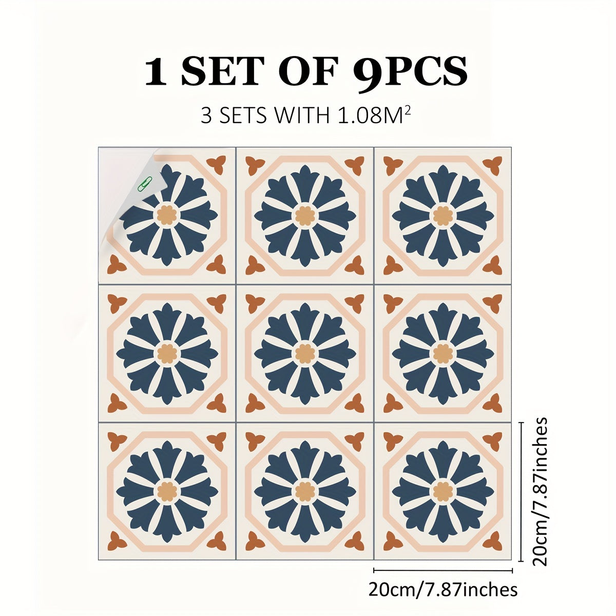 9pcs Nordic Style Matte Floral Vinyl Sticker Set