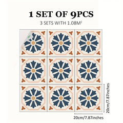 9pcs Nordic Style Matte Floral Vinyl Sticker Set