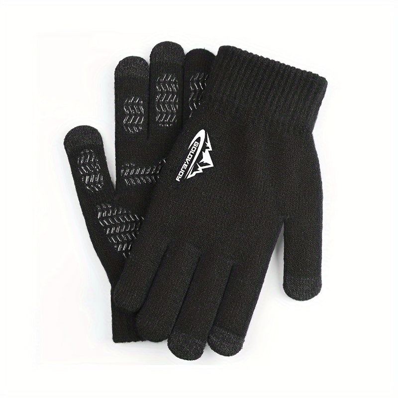 Thickened Knitted Touch Screen Gloves, Outdoor Non-slip Cycling Gloves