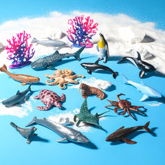 18pcs Ocean Animal Educational Toy Models Cake Decoration Aquarium Decor