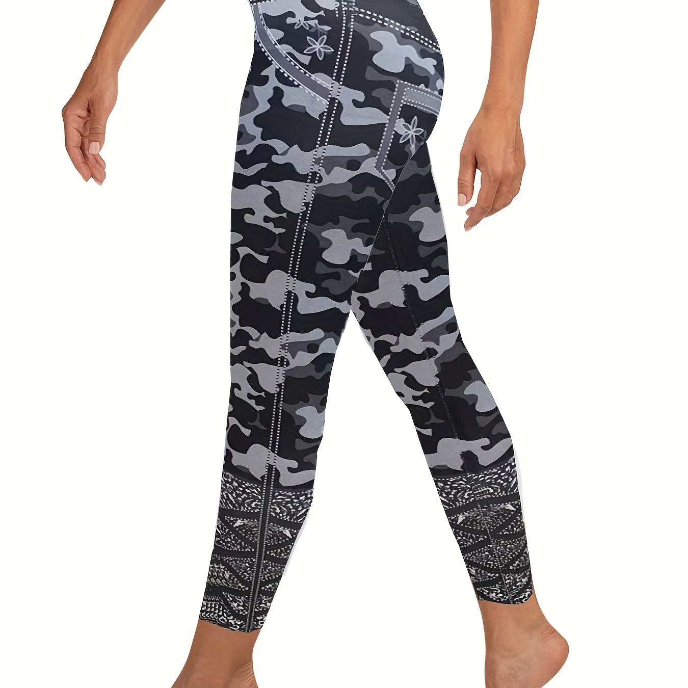 Camouflage Print Skinny Leggings High Waist Stretchy Leggings