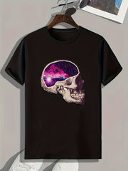 Skull Print Men's Graphic Tee Casual Summer T-shirt