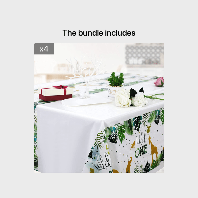 Wild One Jungle Animals Disposable Tablecloth Party Decoration