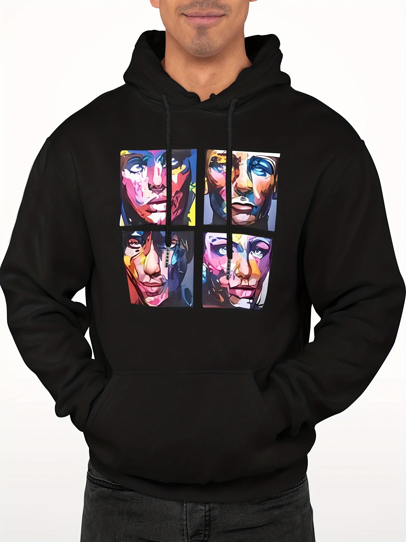 Faces Print Hoodie For Men