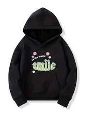 Girls ''Smile To The World'' Print Hooded Sweatshirt