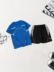 Boy's Quick Drying Sports Suit Breathable Two-piece Shorts & T-shirt Set