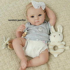 Hand Painted Vinyl Girl & Boy Doll Full Body Reborn Painted Hair Grey Outfits