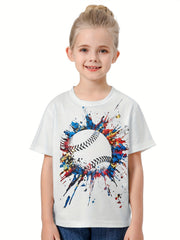 3D Tie Dye Baseball Graphic Short Sleeve T-shirt Pullover Summer Clothes