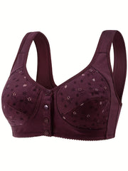 Floral Print Button Front Wireless Comfort Bralette