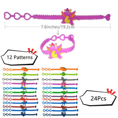 24Pcs Dinosaur Silicone Bracelets Party Favors Kids Boys Girls Birthdays