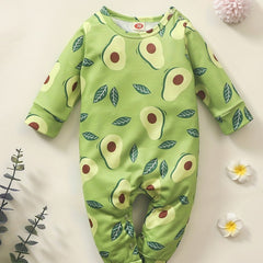 Baby Girls Avocado Print Bodysuit Long Sleeve Romper