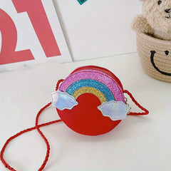 Kids Mini Round Crossbody Bag Rainbow Coin Purse for Girls
