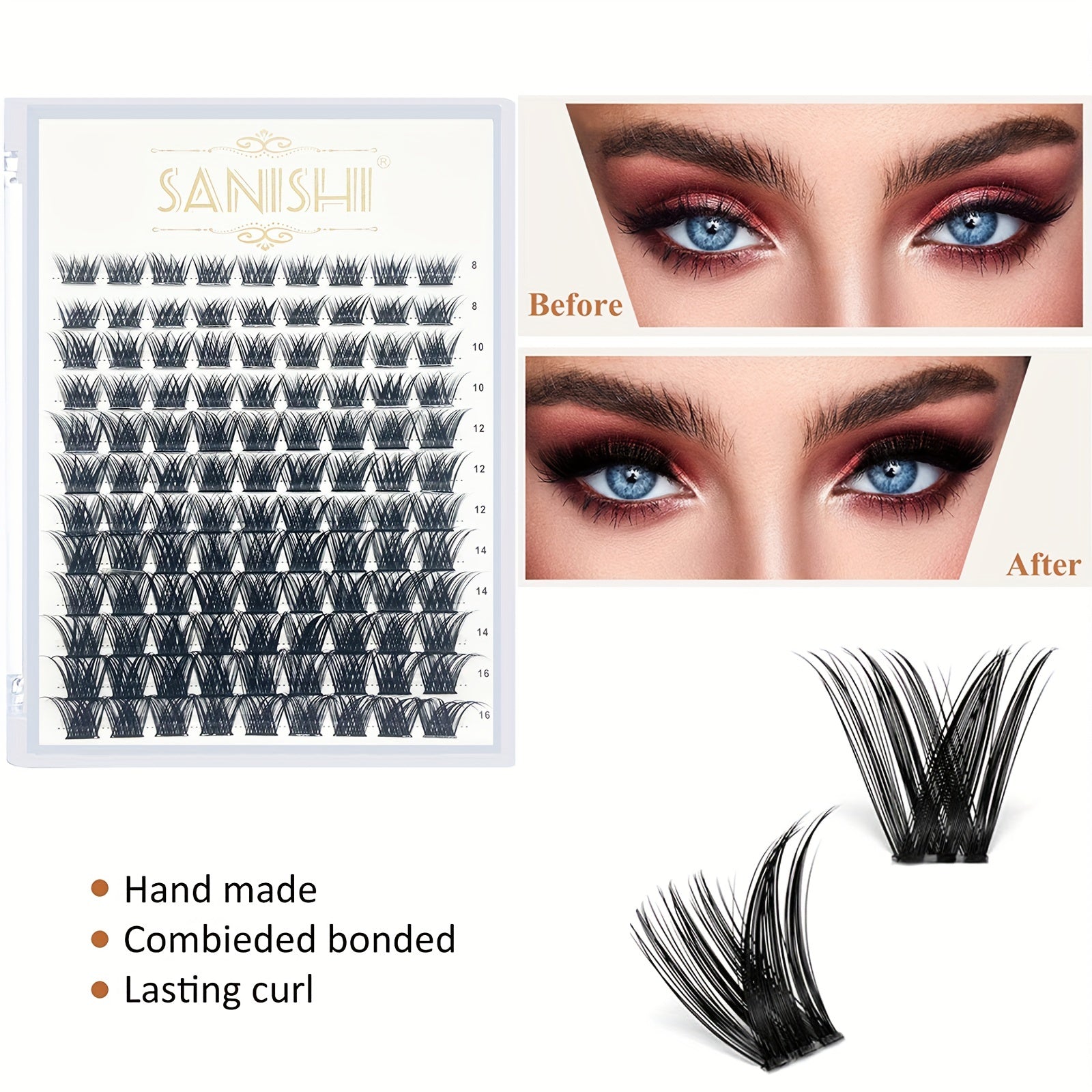 108 Clusters Eyelashes D Curling 8 16mm Soft Comfortable Reusable DIY Kit