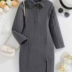 Girls' Slim Fit Knitted Sweater Dress