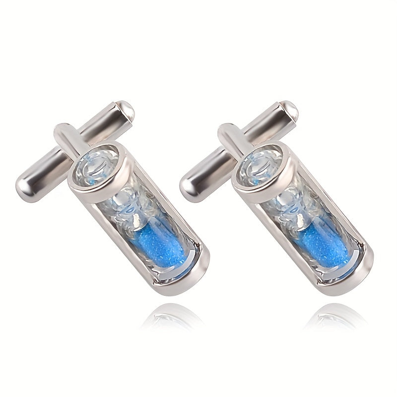 Time Hourglass Crystal Cufflinks for Men