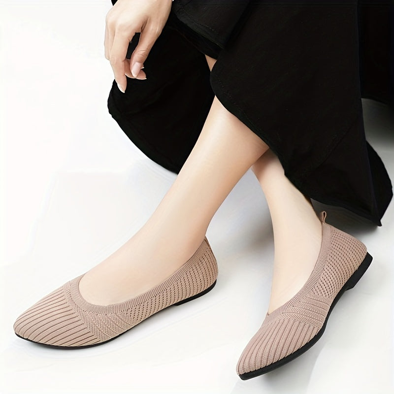 Women's Slip On Woven Flat Shoes Round Toe Breathable Casual Outdoor Shoes