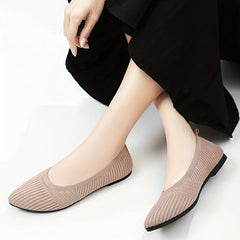 Women's Slip On Woven Flat Shoes Round Toe Breathable Casual Outdoor Shoes