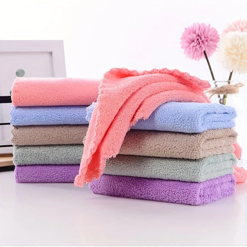 5pcs Coral Velvet Washcloth Small Square Towel Soft Absorbent for Bathroom