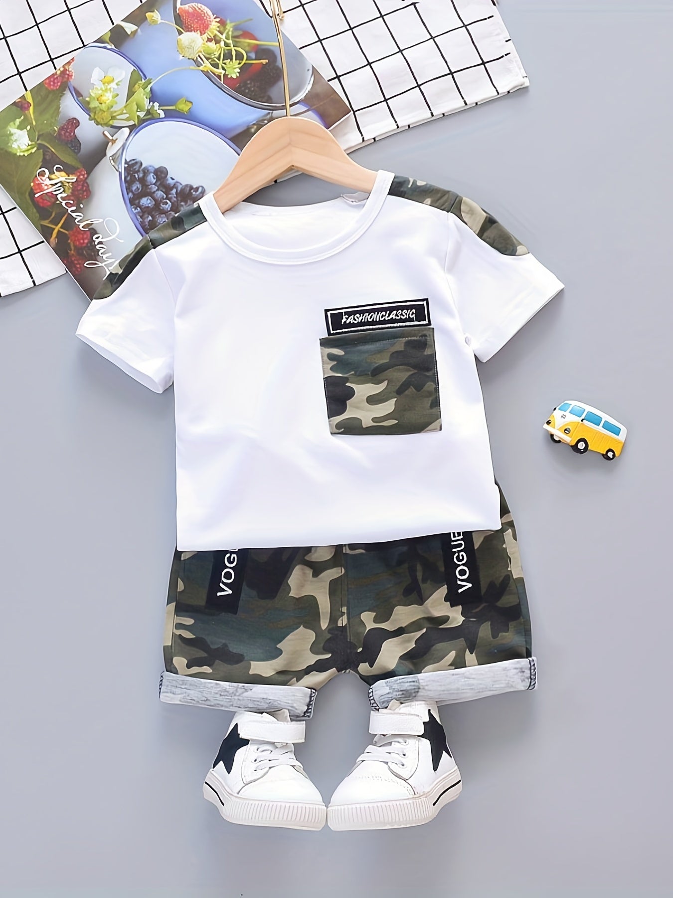 Baby Camouflage 2pcs Outfit Short Sleeve T shirt & Shorts Set