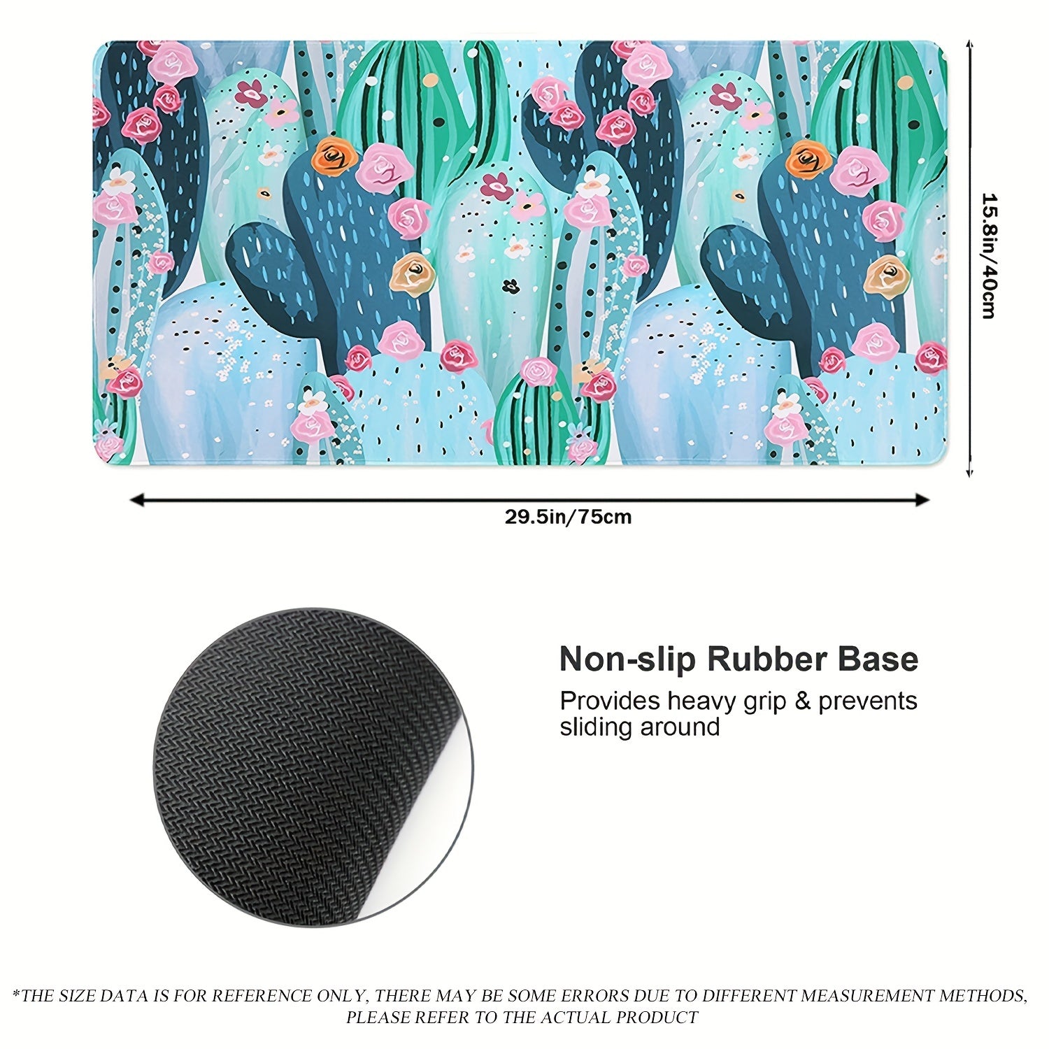 Large Cactus Pattern Gaming Mouse Pad 16 29 5in Desk Mat Water Resistant