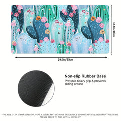 Large Cactus Pattern Gaming Mouse Pad 16 29 5in Desk Mat Water Resistant