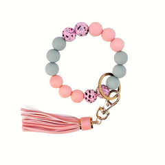 Yiflin Silicone Beaded Wrist Keychain For Women Girl