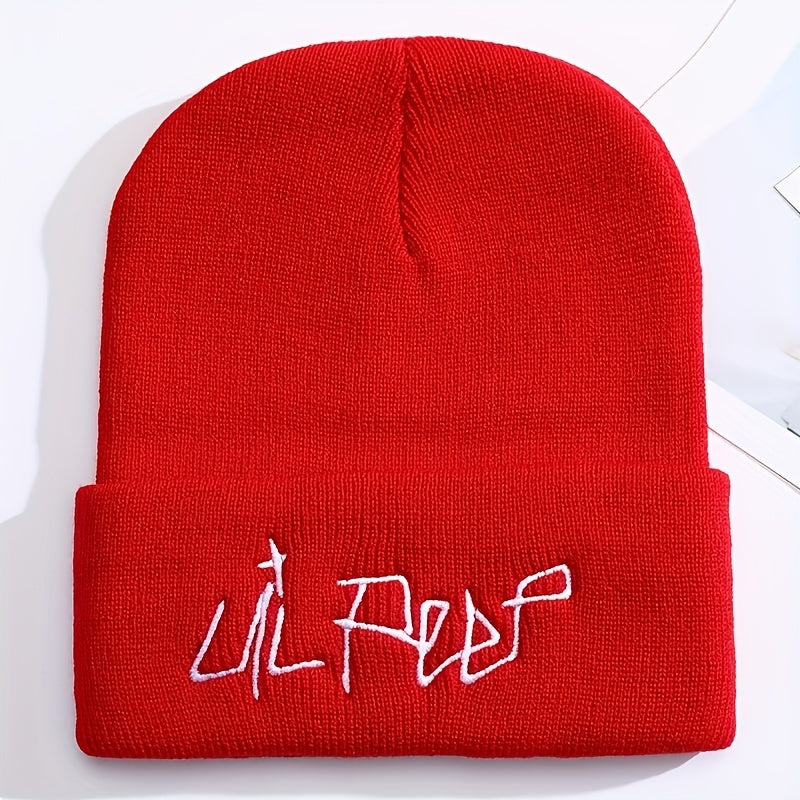 Lil Peep Beanie Hat Letter Embroidery Knitted Hat Hip Hop Cold Hat