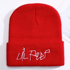 Lil Peep Beanie Hat Letter Embroidery Knitted Hat Hip Hop Cold Hat