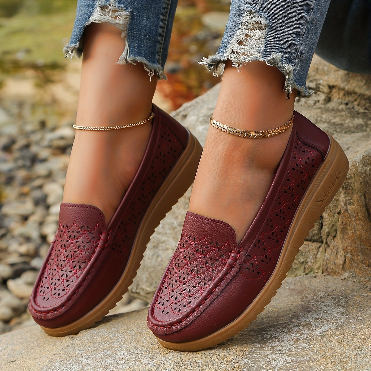 Women's Hollow Out Flat Loafers Slip On Flats