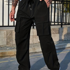 Men's Drawstring Cargo Pants Straight Leg Joggers