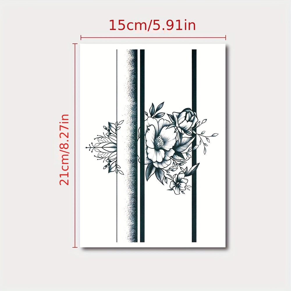 Flower Temporary Tattoo Sticker Waterproof Lasting Disposable