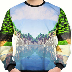 Pixel Lake Print Kid's Sweatshirt Outdoor Top
