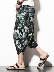 Leaf Pattern Print Men s Cropped Beach Pants