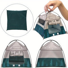 1:12 Scale Gray Doll Tent Camping Scene Accessory with Ventilation & Storage