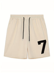 Men's Stretchy Athletic Print Shorts with Drawstring Waist