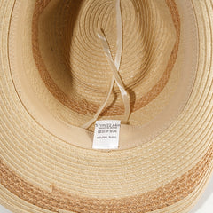 Khaki Cowboy Hat Curved Brim Straw Hat Wide Faux Jade Belt Decor Visor Hats