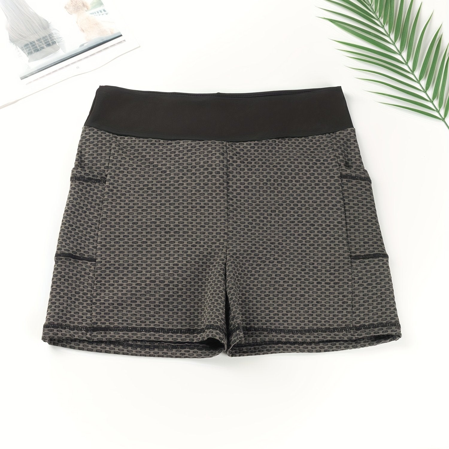 Sports Shorts Women's Plus Honeycomb Pattern Waist Band Skinny Shorts